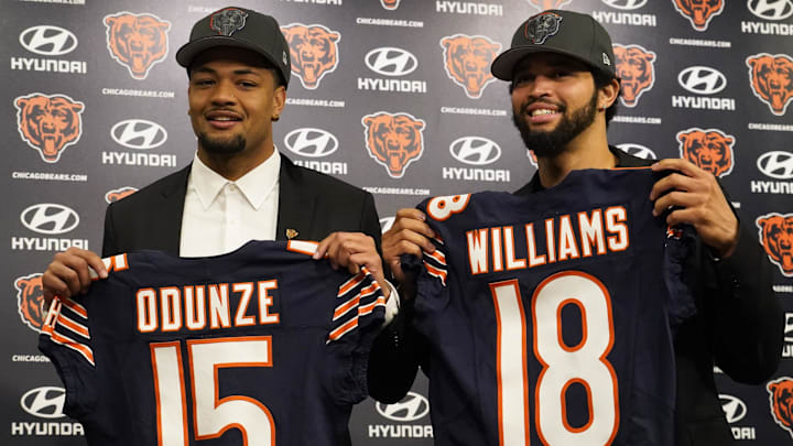 Chicago Bears first round draft choices Rome Odunze (left) and Caleb Williams (right)