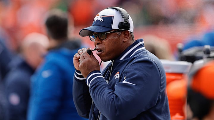 Dec 31, 2023; Denver, Colorado, USA; Denver Broncos defensive coordinator Vance Joseph before the game against the Los Angeles Chargers at Empower Field at Mile High. Mandatory Credit: Isaiah J. Downing-Imagn Images