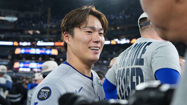 Los Angeles Dodgers pitcher Yoshinobu Yamamoto celebrates after winning the 2025 World Series. Los Angeles Dodgers pitcher Yoshinobu Yamamoto celebrates after winning the 2025 World Series.