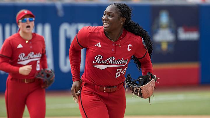 May 30, 2026; Oklahoma City, OK, USA; Texas Tech Red Raiders pitcher Nijaree Canady (24) smiles after a strikeout in the sixth inning against the Tennessee Lady Volunteers during the NCAA Women’s College World Series at Devon Park. Mandatory Credit: Brett Rojo-Imagn Images May 30, 2026; Oklahoma City, OK, USA; Texas Tech Red Raiders pitcher Nijaree Canady (24) smiles after a strikeout in the sixth inning against the Tennessee Lady Volunteers during the NCAA Women’s College World Series at Devon Park. Mandatory Credit: Brett Rojo-Imagn Images