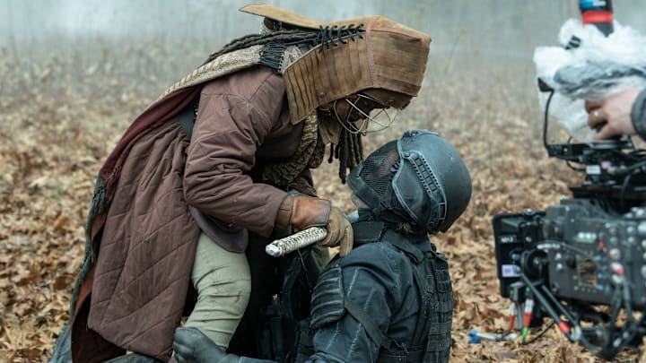 BTS, Danai Gurira as Michonne, Andrew Lincoln as Rick Grimes - The Walking Dead: The Ones Who Live _ Season 1, Episode 1 - Photo Credit: Gene Page/AMC