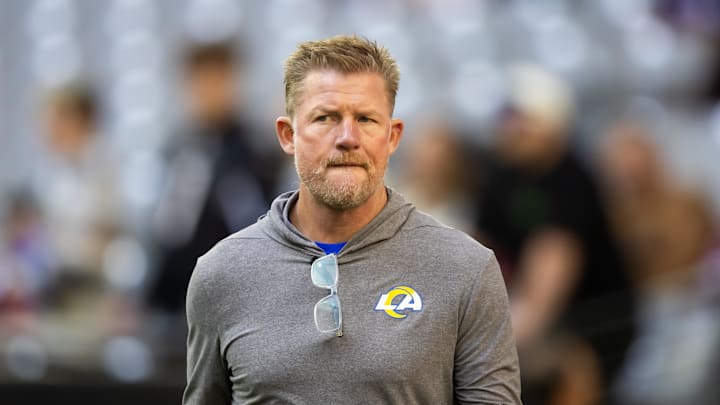 Nov 26, 2023; Glendale, Arizona, USA; Los Angeles Rams general manager Les Snead against the Arizona Cardinals at State Farm Stadium. Mandatory Credit: Mark J. Rebilas-USA TODAY Sports Nov 26, 2023; Glendale, Arizona, USA; Los Angeles Rams general manager Les Snead against the Arizona Cardinals at State Farm Stadium. Mandatory Credit: Mark J. Rebilas-USA TODAY Sports