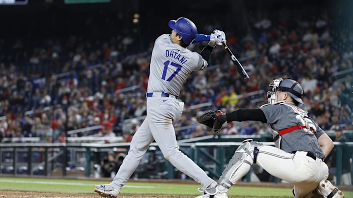 Apr 23, 2024; Washington, District of Columbia, USA; Los Angeles Dodgers designated hitter Shohei Ohtani (17).
