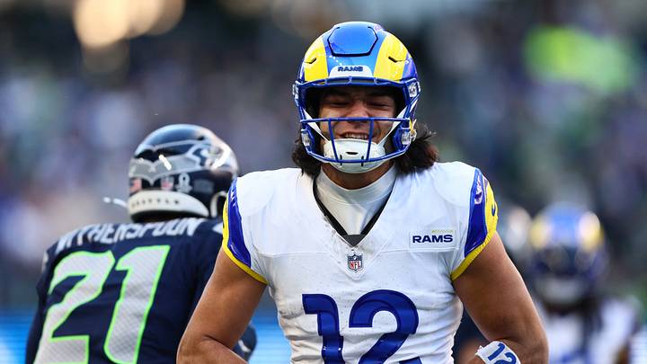 Los Angeles Rams wide receiver Puka Nacua. Los Angeles Rams wide receiver Puka Nacua.
