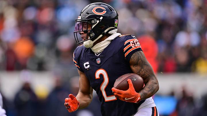 Chicago Bears wide receiver DJ Moore runs the ball against the Detroit Lions. Chicago Bears wide receiver DJ Moore runs the ball against the Detroit Lions.