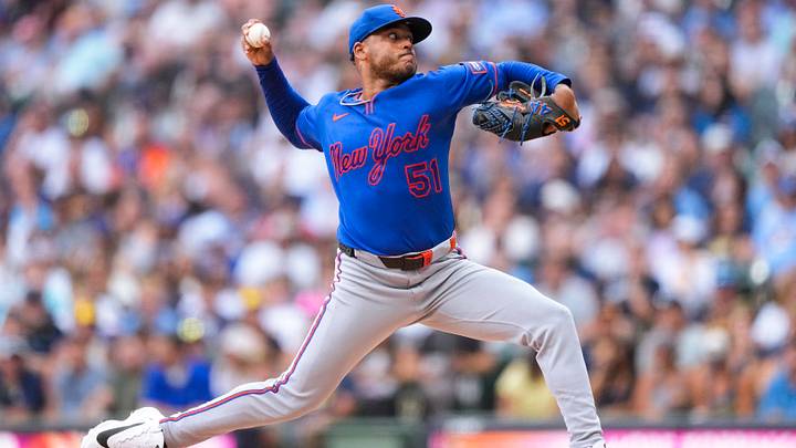 Jul 20, 2026; Milwaukee, Wisconsin, USA; New York Mets pitcher Freddy Peralta (51) throws a pitch during the first inning against the Milwaukee Brewers at American Family Field. Mandatory Credit: Jeff Hanisch-Imagn Images Jul 20, 2026; Milwaukee, Wisconsin, USA; New York Mets pitcher Freddy Peralta (51) throws a pitch during the first inning against the Milwaukee Brewers at American Family Field. Mandatory Credit: Jeff Hanisch-Imagn Images