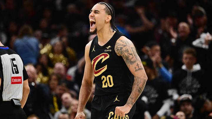 May 3, 2026; Cleveland, Ohio, USA; Cleveland Cavaliers guard Jaylon Tyson (20) reacts after a play against the Toronto Raptors during the second half of game seven in the first round of the 2026 NBA Playoffs at Rocket Arena. Mandatory Credit: Ken Blaze-Imagn Images May 3, 2026; Cleveland, Ohio, USA; Cleveland Cavaliers guard Jaylon Tyson (20) reacts after a play against the Toronto Raptors during the second half of game seven in the first round of the 2026 NBA Playoffs at Rocket Arena. Mandatory Credit: Ken Blaze-Imagn Images