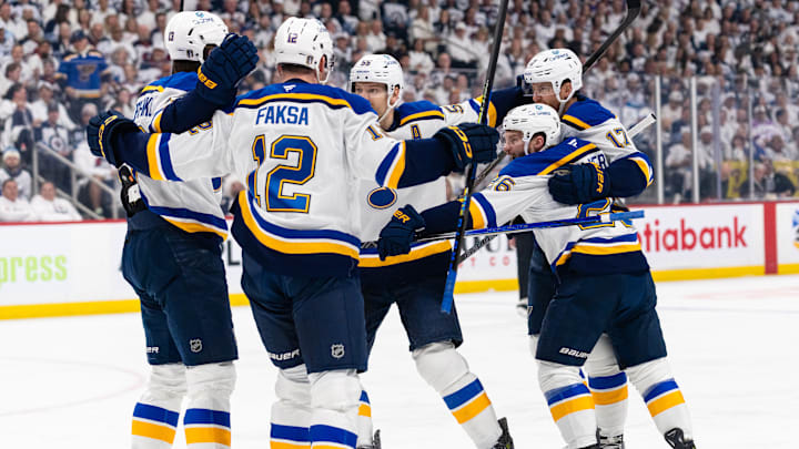 St. Louis Blues fourth line- Nathan Walker, Alexey Toropchenko, and Radek Faksa