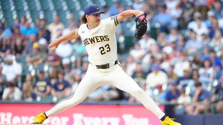 Aug 3, 2026; Milwaukee, Wisconsin, USA; Milwaukee Brewers starting pitcher Brandon Sproat (23) delivers a pitch against the Pittsburgh Pirates in the first inning at American Family Field. Mandatory Credit: Michael McLoone-Imagn Images Aug 3, 2026; Milwaukee, Wisconsin, USA; Milwaukee Brewers starting pitcher Brandon Sproat (23) delivers a pitch against the Pittsburgh Pirates in the first inning at American Family Field. Mandatory Credit: Michael McLoone-Imagn Images
