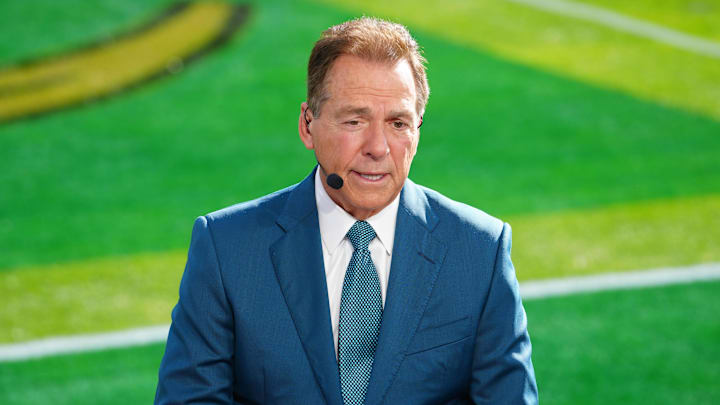Nick Saban on the Gameday set