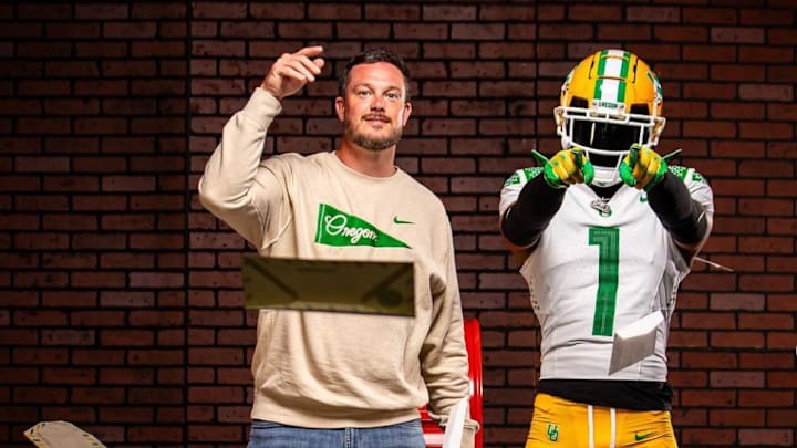 Na’eem Offord and Oregon Ducks coach Dan Lanning
