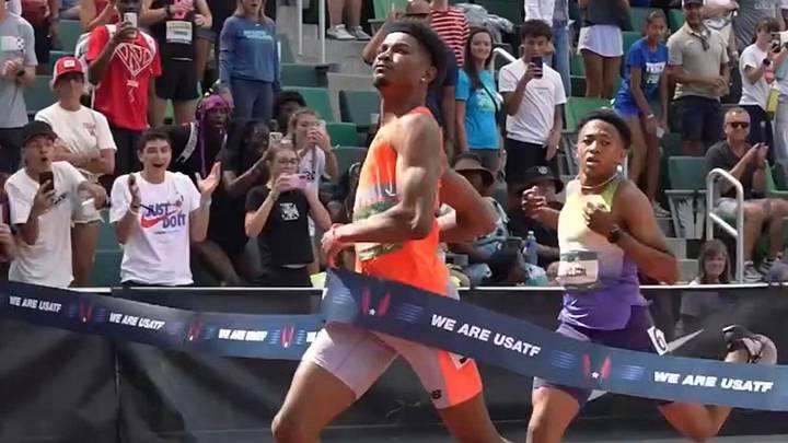 Jayden DeLeon (left) crosses the finish line ahead of Quincy Wilson to win the men's 400-meter final at the 2026 USATF U20 Championships in Eugene, Oregon. DeLeon's meet-record 44.52 edged Wilson's 44.84, signaling the emergence of one of the nation's most compelling young sprint rivalries. Jayden DeLeon (left) crosses the finish line ahead of Quincy Wilson to win the men's 400-meter final at the 2026 USATF U20 Championships in Eugene, Oregon. DeLeon's meet-record 44.52 edged Wilson's 44.84, signaling the emergence of one of the nation's most compelling young sprint rivalries.
