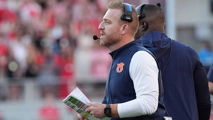Oct 17, 2026; Athens, Georgia, USA; Auburn head coach Alex Golesh stands on the sidelines during the fourth quarter against Georgia at Sanford Stadium. Mandatory Credit: Dale Zanine-Imagn Images Oct 17, 2026; Athens, Georgia, USA; Auburn head coach Alex Golesh stands on the sidelines during the fourth quarter against Georgia at Sanford Stadium. Mandatory Credit: Dale Zanine-Imagn Images