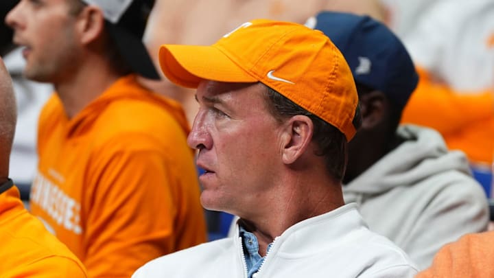 Peyton Manning watches Tennessee play in the NCAA men's tournament in 2025.