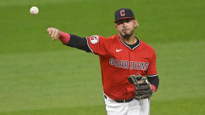 Apr 29, 2025; Cleveland, Ohio, USA; Cleveland Guardians shortstop Gabriel Arias (13) throws to first base in the third inning against the Minnesota Twins at Progressive Field. Mandatory Credit: David Richard-Imagn Images Apr 29, 2025; Cleveland, Ohio, USA; Cleveland Guardians shortstop Gabriel Arias (13) throws to first base in the third inning against the Minnesota Twins at Progressive Field. Mandatory Credit: David Richard-Imagn Images