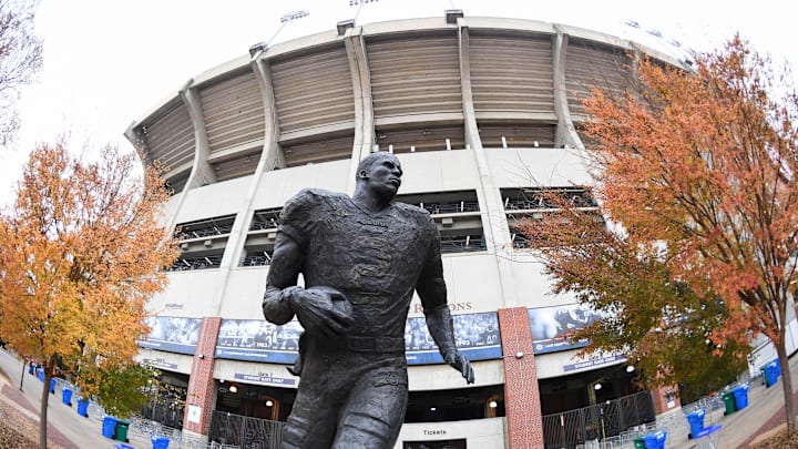 View of the Cam Newton statue at Auburn View of the Cam Newton statue at Auburn