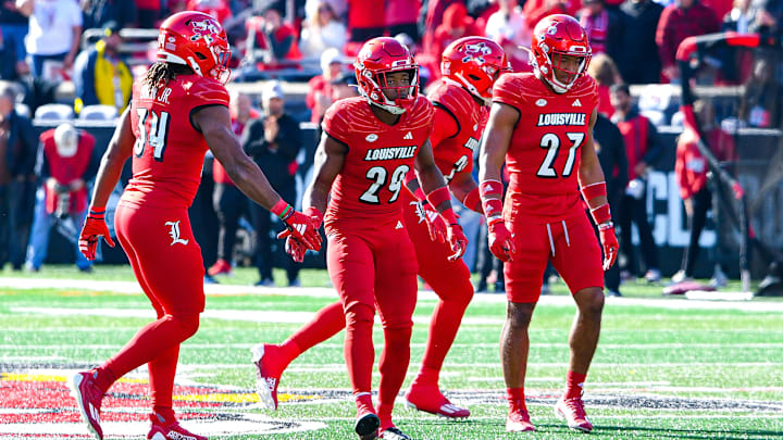 Louisville players against Kentucky on Nov. 25, 2023