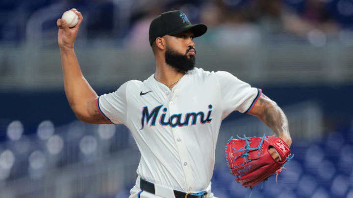 Jun 3, 2025; Miami, Florida, USA; Miami Marlins starting pitcher Sandy Alcantara (22) delivers a pitch against the Colorado Rockies during the first inning at loanDepot Park. Mandatory Credit: Sam Navarro-Imagn Images Jun 3, 2025; Miami, Florida, USA; Miami Marlins starting pitcher Sandy Alcantara (22) delivers a pitch against the Colorado Rockies during the first inning at loanDepot Park. Mandatory Credit: Sam Navarro-Imagn Images