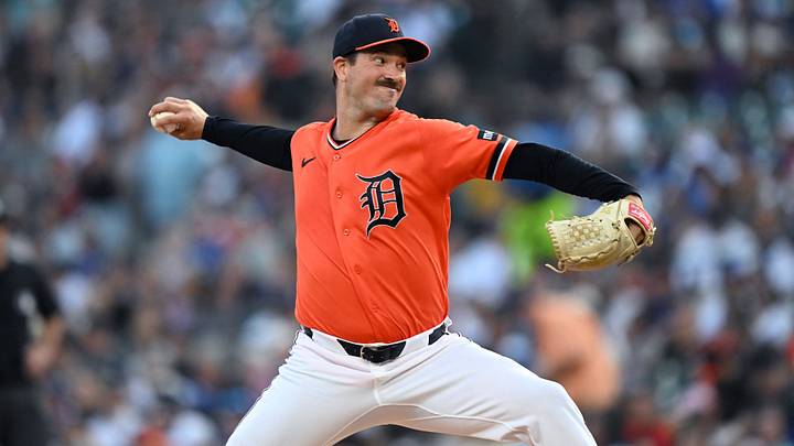 Aug 28, 2026; Detroit, Michigan, USA;  Detroit Tigers starting pitcher Drew Anderson (38) throws a pitch against the Los Angeles Dodgers in the first inning at Comerica Park.  Mandatory Credit: Lon Horwedel-Imagn Images