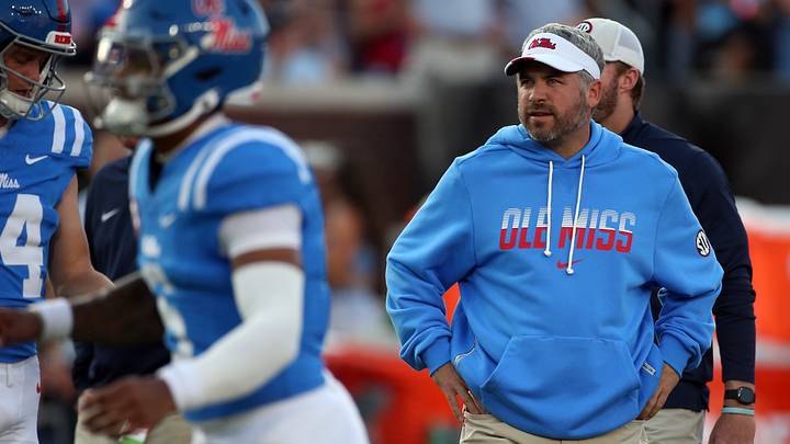 Sep 19, 2026; Oxford, Mississippi, USA; Mississippi Rebels Head Coach Pete Golding looks on during warm ups prior to the game against the LSU Tigers at Vaught-Hemingway Stadium. Mandatory Credit: Petre Thomas-Imagn Images Sep 19, 2026; Oxford, Mississippi, USA; Mississippi Rebels Head Coach Pete Golding looks on during warm ups prior to the game against the LSU Tigers at Vaught-Hemingway Stadium. Mandatory Credit: Petre Thomas-Imagn Images