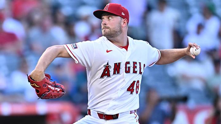 Jun 10, 2026; Anaheim, California, USA; Los Angeles Angels pitcher Reid Detmers (48) delivers during the first inning against the Houston Astros at Angel Stadium. Mandatory Credit: William Liang-Imagn Images Jun 10, 2026; Anaheim, California, USA; Los Angeles Angels pitcher Reid Detmers (48) delivers during the first inning against the Houston Astros at Angel Stadium. Mandatory Credit: William Liang-Imagn Images