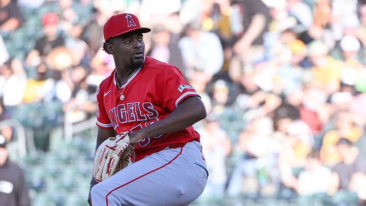 Los Angeles Angels pitcher José Soriano throws a pitch. Los Angeles Angels pitcher José Soriano throws a pitch.