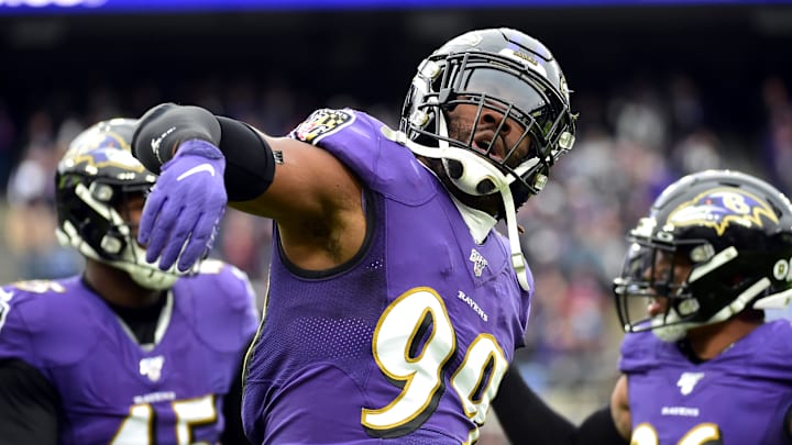 Nov 17, 2019; Baltimore, MD, USA; Baltimore Ravens linebacker Matthew Judon (99) reacts after a sack in the third quarter against the Houston Texans at M&T Bank Stadium. Mandatory Credit: Evan Habeeb-Imagn Images Nov 17, 2019; Baltimore, MD, USA; Baltimore Ravens linebacker Matthew Judon (99) reacts after a sack in the third quarter against the Houston Texans at M&T Bank Stadium. Mandatory Credit: Evan Habeeb-Imagn Images