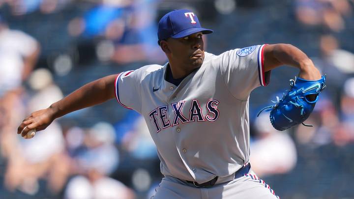 Texas Rangers pitcher Kumar Rocker. Texas Rangers pitcher Kumar Rocker.