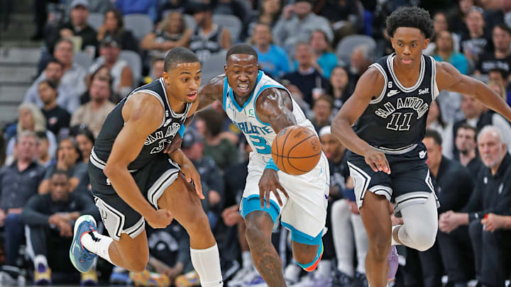 Keldon Johnson, Josh Primo - Charlotte Hornets v San Antonio Spurs