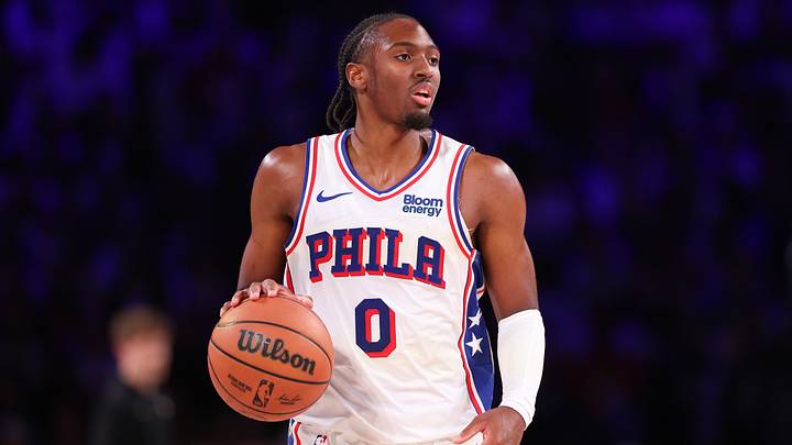 Oct 25, 2026; Philadelphia, Pennsylvania, USA; Philadelphia 76ers guard Tyrese Maxey (0) controls the ball against the Detroit Pistons during the third quarter at Xfinity Mobile Arena. Mandatory Credit: Bill Streicher-Imagn Images Oct 25, 2026; Philadelphia, Pennsylvania, USA; Philadelphia 76ers guard Tyrese Maxey (0) controls the ball against the Detroit Pistons during the third quarter at Xfinity Mobile Arena. Mandatory Credit: Bill Streicher-Imagn Images