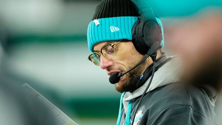 Miami Dolphins Head Coach Mike McDaniel is shown on the sideline during the first half, Sunday January 5, 2025, in East Rutherford. Miami Dolphins Head Coach Mike McDaniel is shown on the sideline during the first half, Sunday January 5, 2025, in East Rutherford.