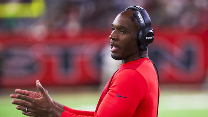 Dec 21, 2025; Houston, Texas, USA; Houston Texans head coach Demeco Ryans stands on the sidelines during the fourth quarter against the Las Vegas Raiders at NRG Stadium. Mandatory Credit: Thomas Shea-Imagn Images