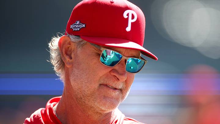 Sep 30, 2026; Cumberland, Georgia, USA; Philadelphia Phillies interim manager Don Mattingly looks on during batting practice prior to game two of the Wildcard round against the Atlanta Braves in the 2026 MLB Playoffs at Truist Park. Mandatory Credit: Brett Davis-Imagn Images Sep 30, 2026; Cumberland, Georgia, USA; Philadelphia Phillies interim manager Don Mattingly looks on during batting practice prior to game two of the Wildcard round against the Atlanta Braves in the 2026 MLB Playoffs at Truist Park. Mandatory Credit: Brett Davis-Imagn Images
