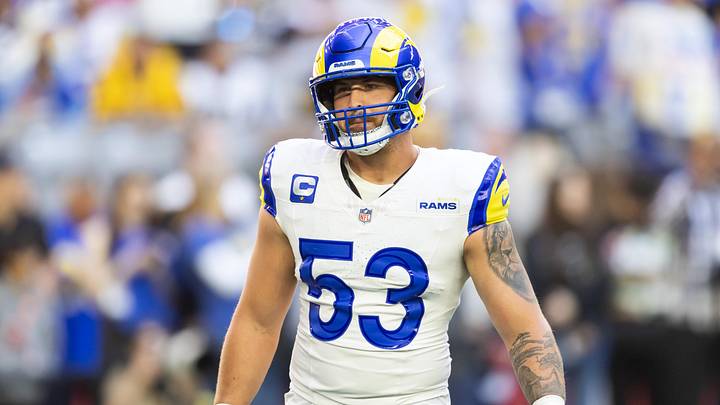 Dec 7, 2025; Glendale, Arizona, USA; Los Angeles Rams linebacker Nate Landman (53) against the Arizona Cardinals at State Farm Stadium. Mandatory Credit: Mark J. Rebilas-Imagn Images Dec 7, 2025; Glendale, Arizona, USA; Los Angeles Rams linebacker Nate Landman (53) against the Arizona Cardinals at State Farm Stadium. Mandatory Credit: Mark J. Rebilas-Imagn Images