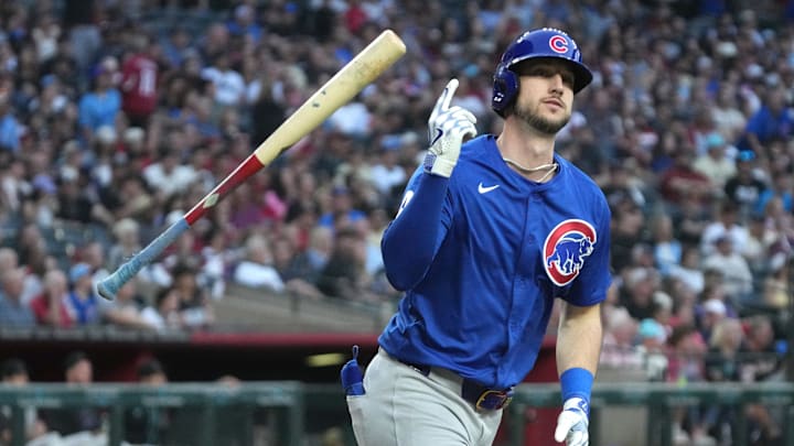 Chicago Cubs outfielder Kyle Tucker (30) hits a two-run home run