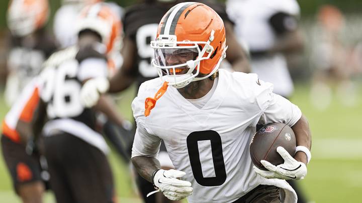 Jun 9, 2026; Berea, OH, USA; Cleveland Browns wide receiver Isaiah Bond (0) runs the ball during mandatory mini camp at Cross Country Mortgage Campus. Mandatory Credit: Scott Galvin-Imagn Images Jun 9, 2026; Berea, OH, USA; Cleveland Browns wide receiver Isaiah Bond (0) runs the ball during mandatory mini camp at Cross Country Mortgage Campus. Mandatory Credit: Scott Galvin-Imagn Images