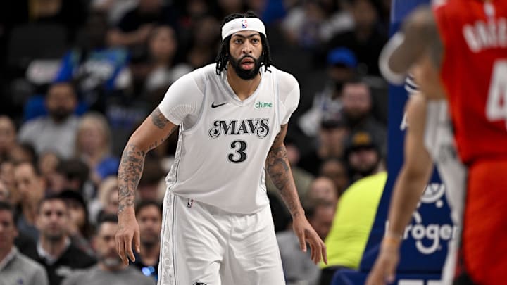Dallas Mavericks forward Anthony Davis (3) looks on during the second half against the Houston Rockets at the American Airlines Center. 