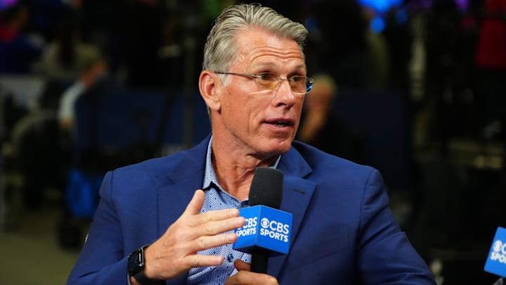 Feb 28, 2024; Indianapolis, IN, USA; Minnesota Vikings former general manager Rick Spielman on the CBS Sports set at the NFL Scouting Combine at Indiana Convention Center. Feb 28, 2024; Indianapolis, IN, USA; Minnesota Vikings former general manager Rick Spielman on the CBS Sports set at the NFL Scouting Combine at Indiana Convention Center.