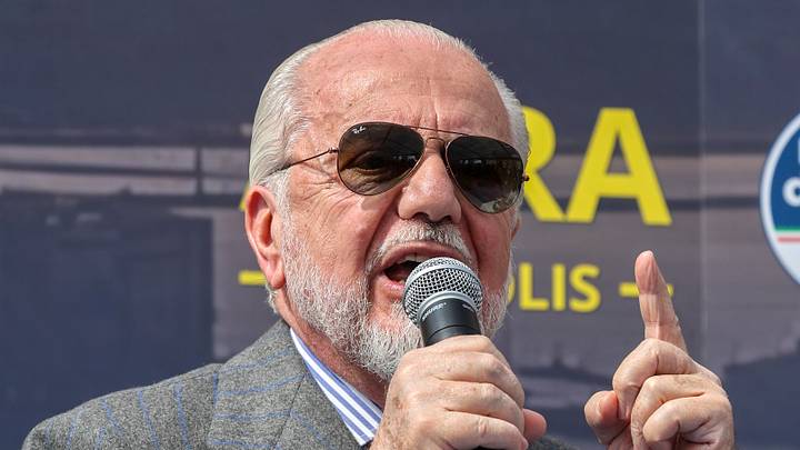 SSC Napoli president Aurelio De Laurentiis speaking during...