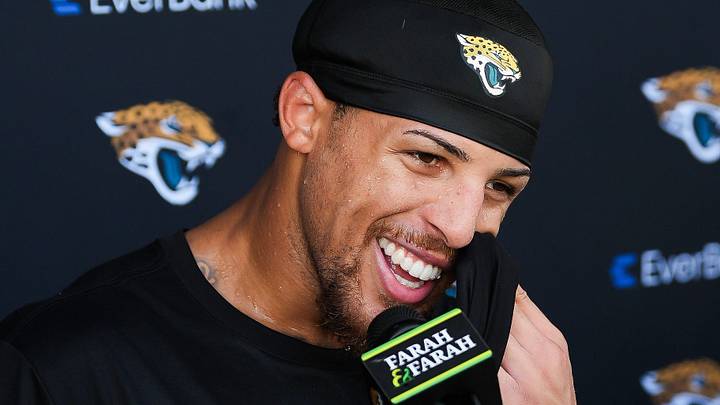 Jacksonville Jaguars Wide Receiver Parker Washington (11) answers questions after the Jacksonville Jaguars seventh day of NFL Training Camp at the Miller Electric Center in Jacksonville, Fla., Thursday August 6, 2026.    [Doug Engle/Florida Times-Union]