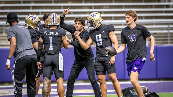 Dash Beierly (9) is trying to move up the UW quarterback depth chart. Dash Beierly (9) is trying to move up the UW quarterback depth chart.