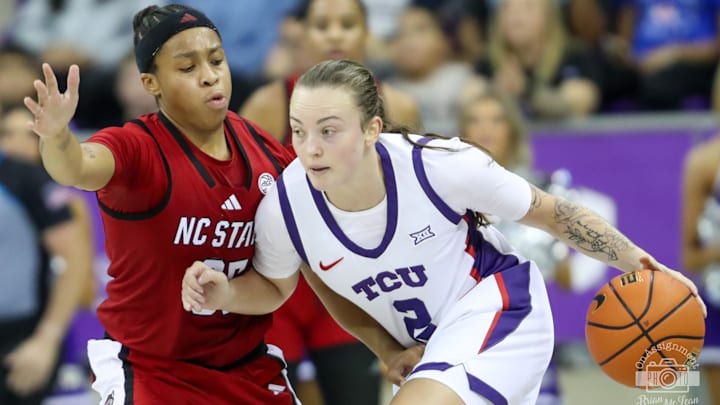 Madison Conner drives against NC State in TCU's win on Nov. 17