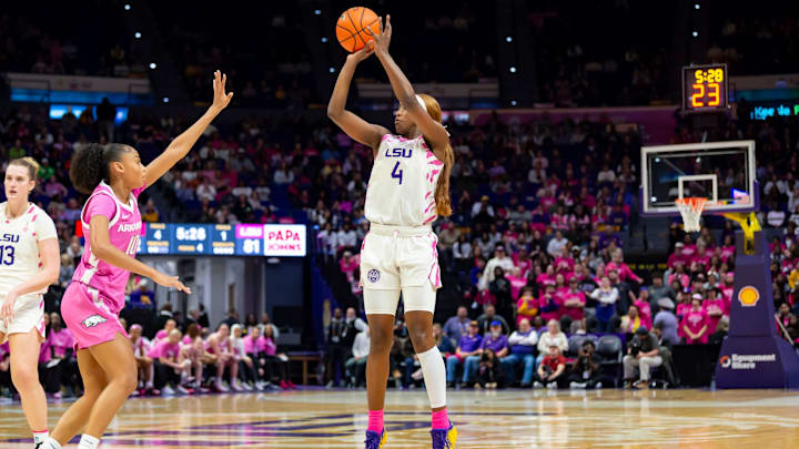 Flau'jae Johnson 4, LSU Tigers Women’s Basketball take on Arkansas in Baton Rouge, LA. Thursday, Jan. 29, 2026.
