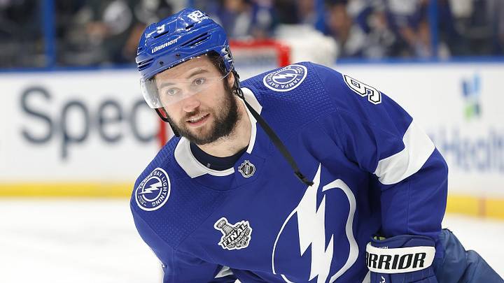 Jul 7, 2021; Tampa, Florida, USA; Tampa Bay Lightning center Tyler Johnson (9) warms up before game five of the 2021 Stanley Cup Final against the Montreal Canadiens at Amalie Arena. Mandatory Credit: Kim Klement-USA TODAY Sports Jul 7, 2021; Tampa, Florida, USA; Tampa Bay Lightning center Tyler Johnson (9) warms up before game five of the 2021 Stanley Cup Final against the Montreal Canadiens at Amalie Arena. Mandatory Credit: Kim Klement-USA TODAY Sports