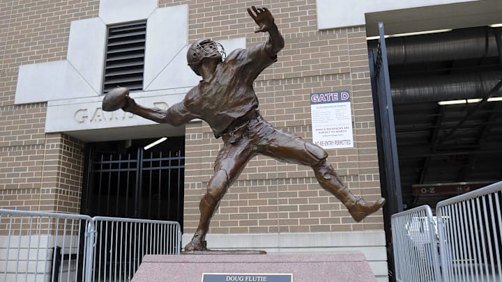 Aug 31, 2013; Boston, MA, USA; A statue of Doug Flutie as seen outside of Alumni Stadium before a game between the Boston College Eagles and the Villanova Wildcats. Mandatory Credit: Bob DeChiara-Imagn Images Aug 31, 2013; Boston, MA, USA; A statue of Doug Flutie as seen outside of Alumni Stadium before a game between the Boston College Eagles and the Villanova Wildcats. Mandatory Credit: Bob DeChiara-Imagn Images