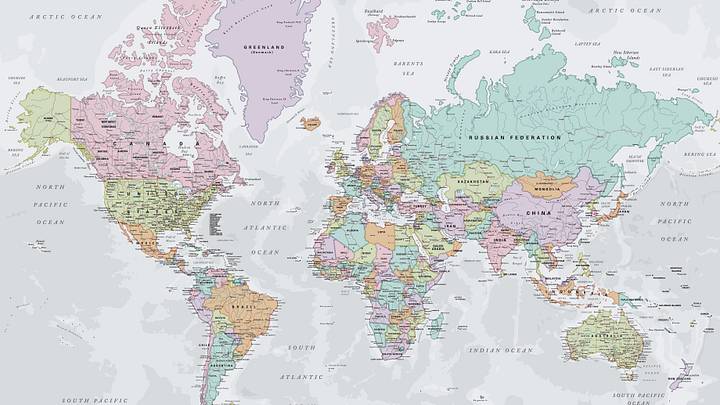 Modern Mercator projection map