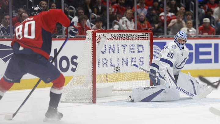 Pierre-Luc Dubois, Washington Capitals Mandatory Credit: Geoff Burke-Imagn Images