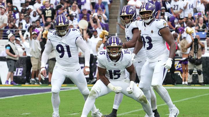 Sep 20, 2026; Baltimore, Maryland, USA; Baltimore Ravens linebacker Mike Green (15) celebrates a sack in the third quarter against the New Orleans Saints at M&T Bank Stadium. Mandatory Credit: James Lang-Imagn Images Sep 20, 2026; Baltimore, Maryland, USA; Baltimore Ravens linebacker Mike Green (15) celebrates a sack in the third quarter against the New Orleans Saints at M&T Bank Stadium. Mandatory Credit: James Lang-Imagn Images