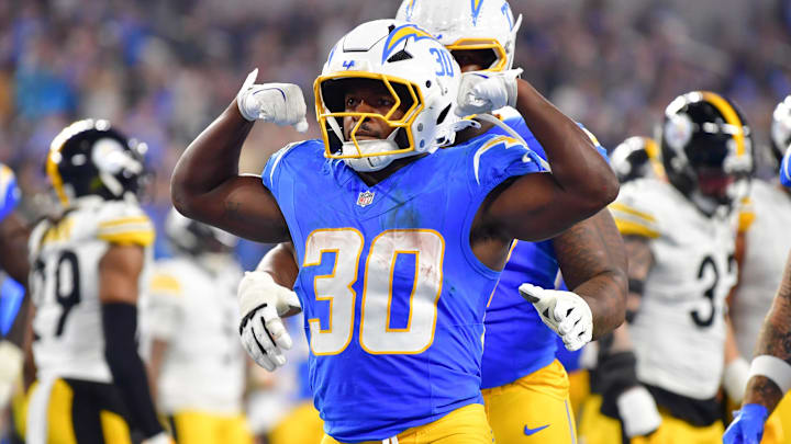 Los Angeles Chargers running back Kimani Vidal.