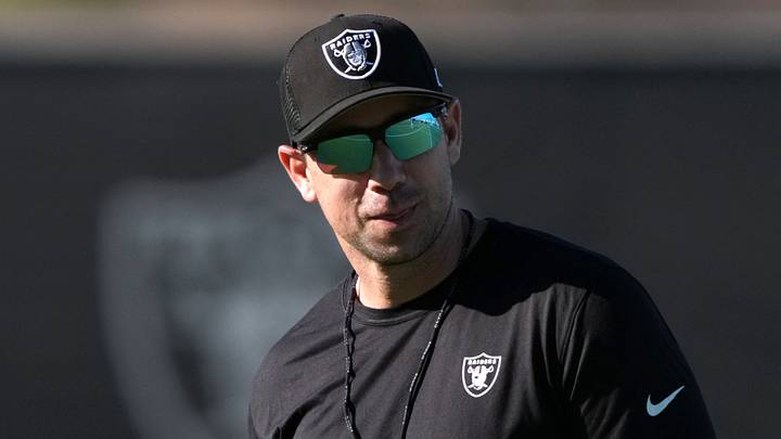 Jun 9, 2026; Henderson, NV, USA; Las Vegas Raiders coach Klint Kubiak during minicamp at Intermountain Health Performance Center. Mandatory Credit: Kirby Lee-Imagn Images Jun 9, 2026; Henderson, NV, USA; Las Vegas Raiders coach Klint Kubiak during minicamp at Intermountain Health Performance Center. Mandatory Credit: Kirby Lee-Imagn Images